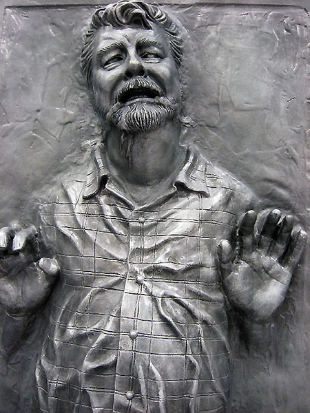 George Lucas perfectly preserved in carbonite... that is if he survived the freezing process.