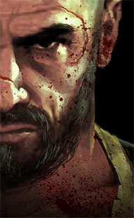 Max Payne looking older, grizzled, scarred, and angry