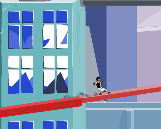 A screenshot of the Mirror's Edge 2D flash game