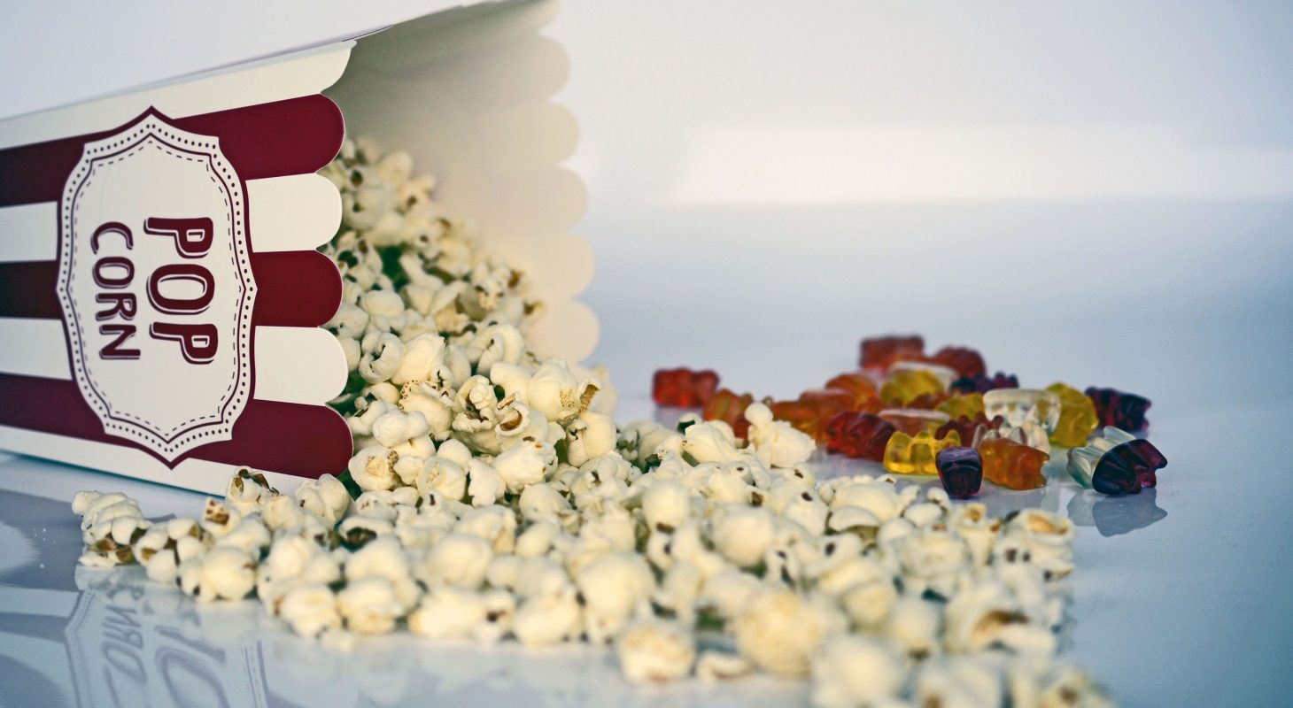 popcorn and gummy bears