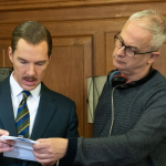Dominic Cooke and Benedict Cumberbatch on the set of The Courier
