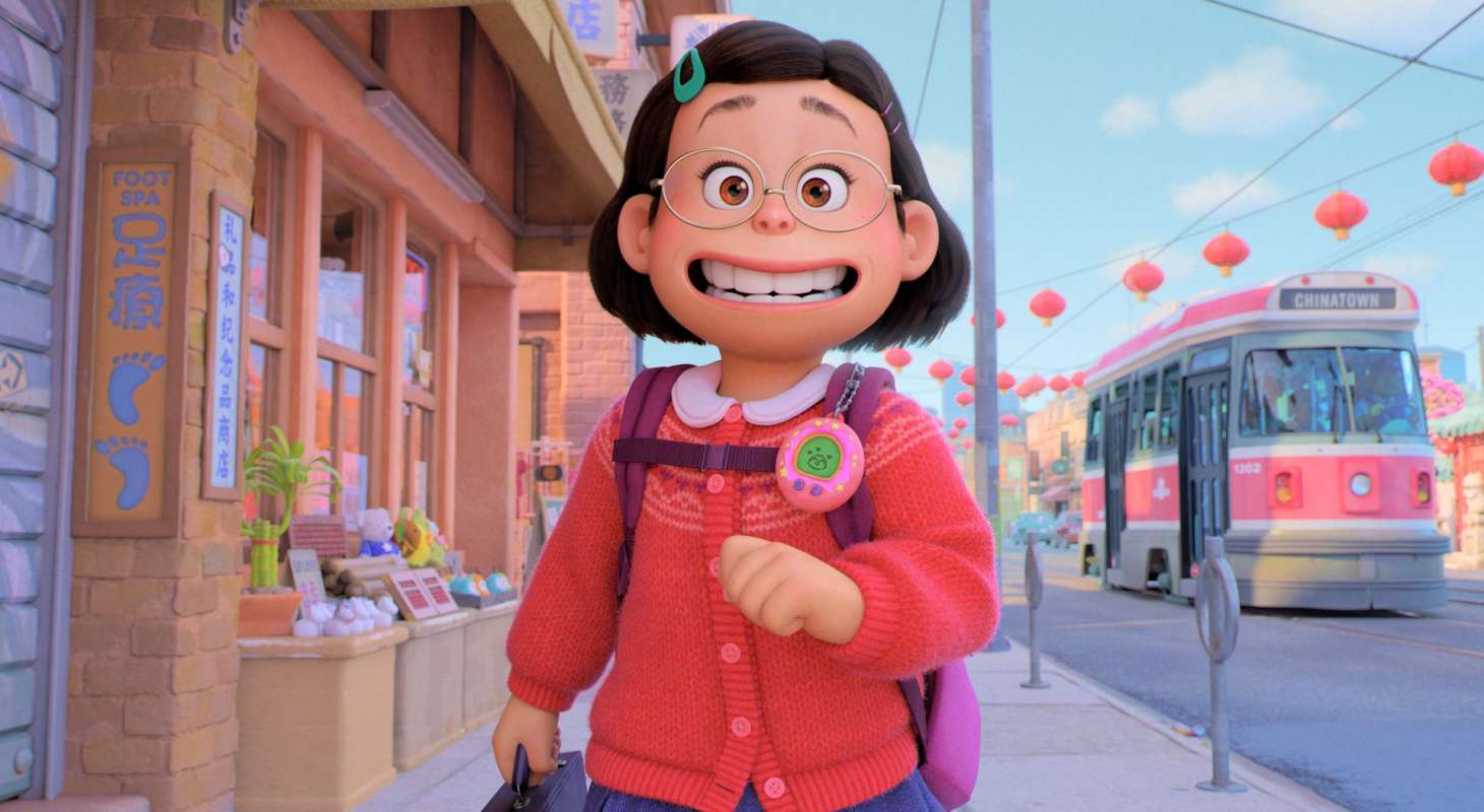 Turning Red-Mei-walking down-street