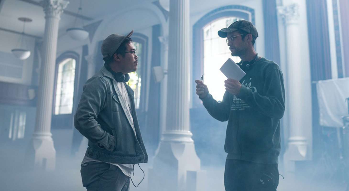 Daniel Kwan (left) and Daniel Scheinert (right), aka Daniels, on set. Allyson Riggs/A24