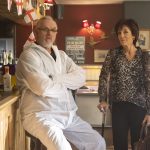 Greg Davies and Harriet Walter in The Cleaner