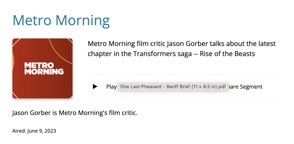 Metro Morning June 9 Transformers Rise of the Beasts