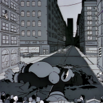 King Homer collapses in the street in Treehouse of Horror III, The Simpsons.