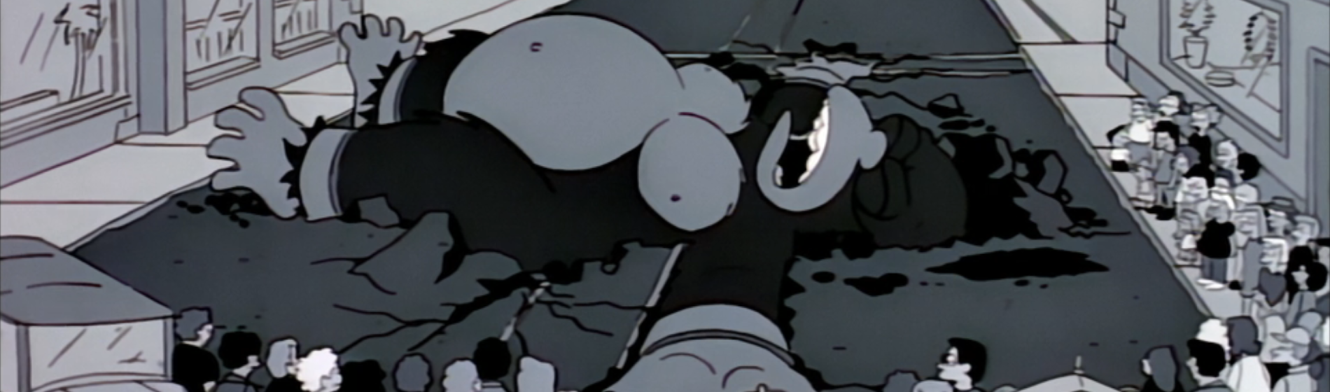 King Homer collapses in the street in Treehouse of Horror III, The Simpsons.