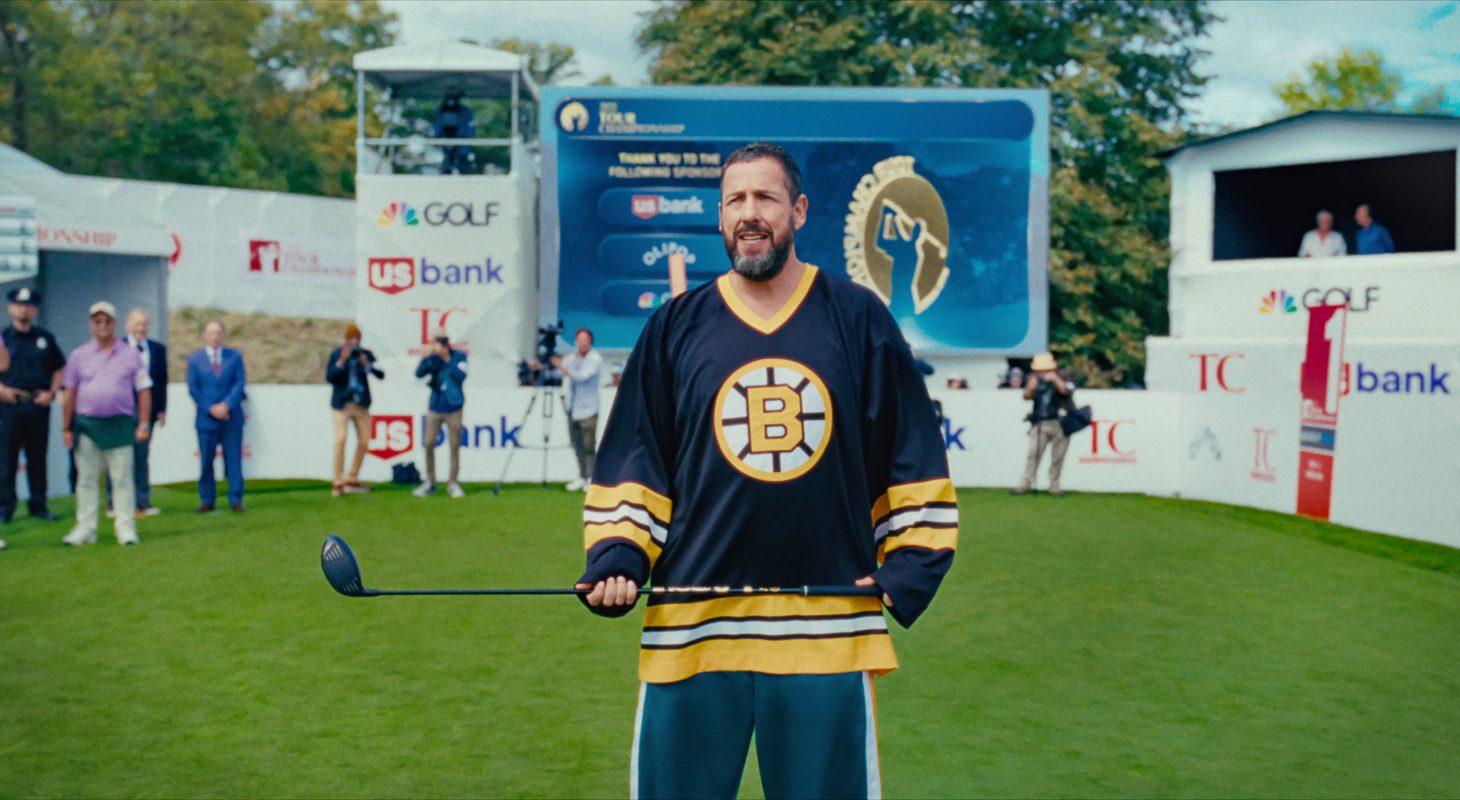 Christopher McDonald as Shooter Mcgavin, and Adam Sandler as Happy Gilmore in Happy Gilmore 2 | Courtesy of Netflix