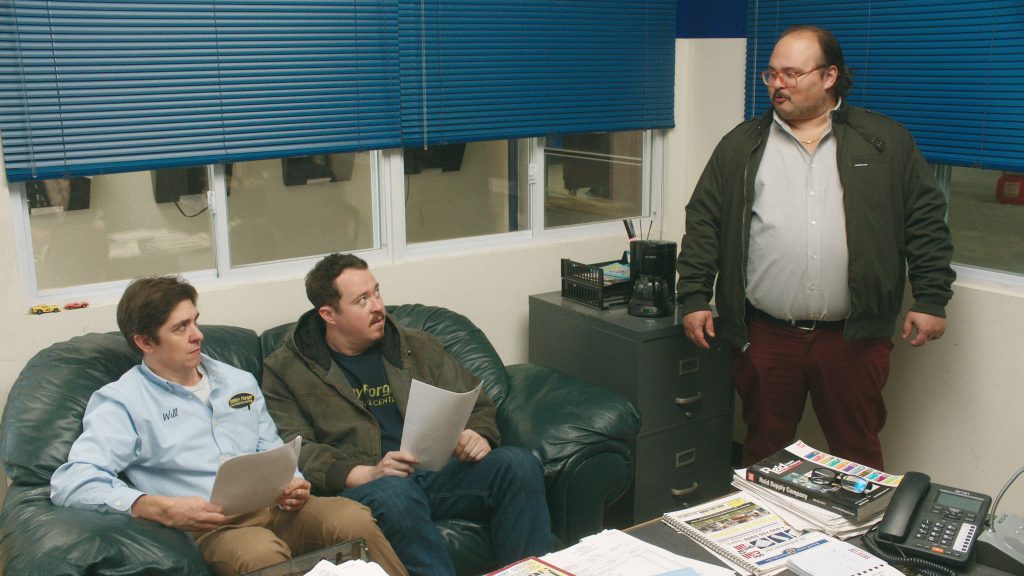 Shane Gillis as Shane, Steve Gerben as Will, and Stavros Halkias as Dave in Tires | Courtesy of Netflix