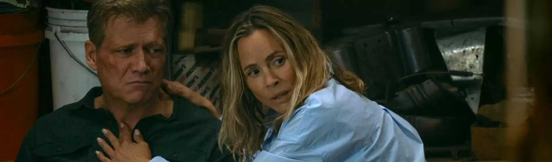 Holt McCallany as Harlan Buckley and Maria Bello as Belle Buckley in The Waterfront | Courtesy of Netflix