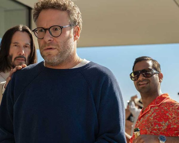 Keanu Reeves as Gabriel, Seth Rogen as Jeff, and Aziz Ansari as Arj, respectively, in Good Fortune