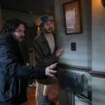 Edgar Wright and Michael Cera on set for The Running Man