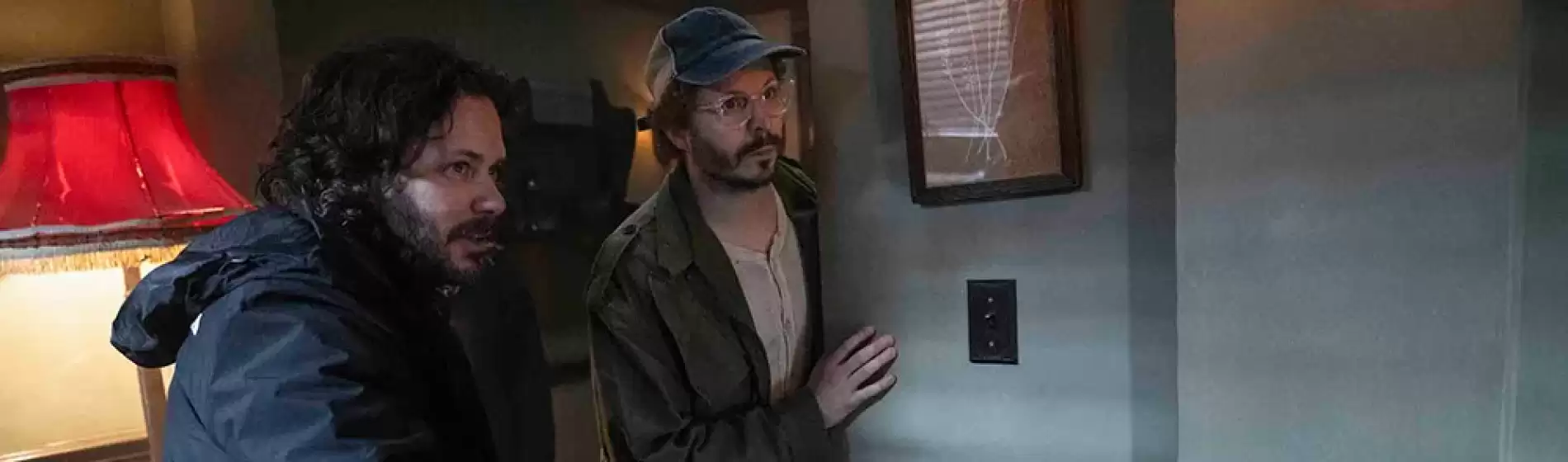 Edgar Wright and Michael Cera on set for The Running Man