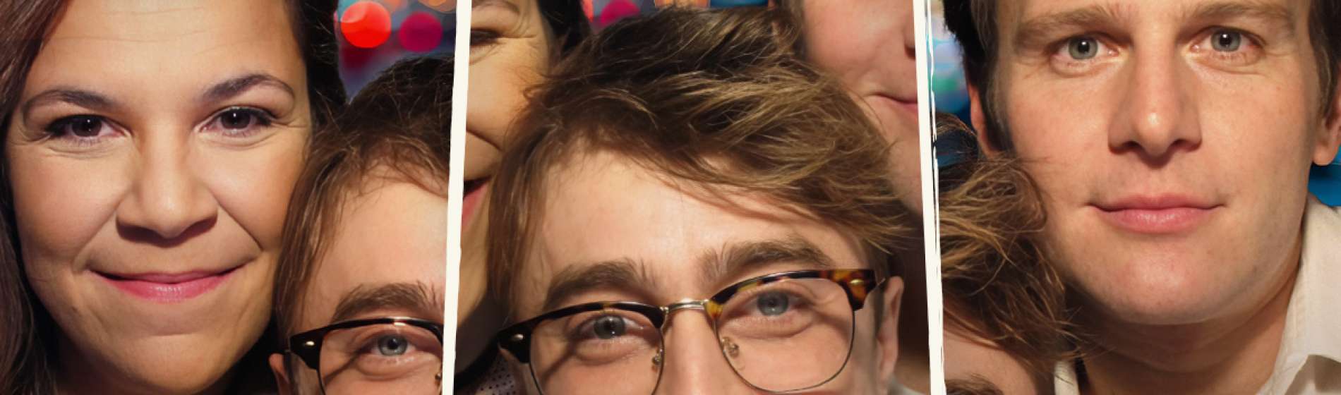 Lindsay Mendez, Daniel Radcliffe, and Jonathan Groff in MERRILY WE ROLL ALONG
